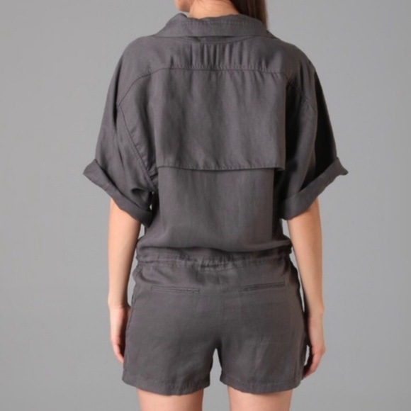 T by Alexander Wang Charcoal Short Sleeve Romper - Picture 2 of 15